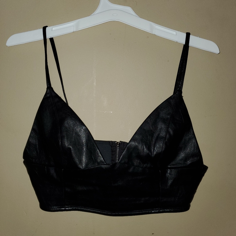 F21 faux leather bralette